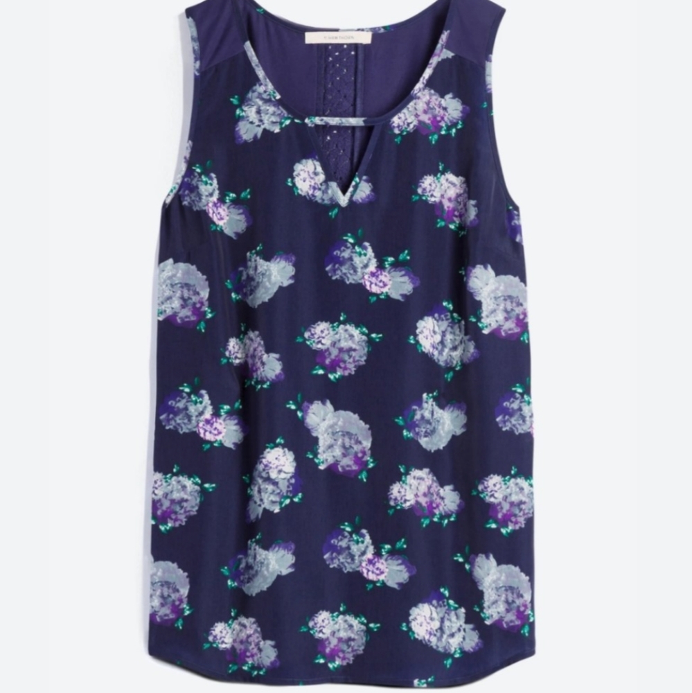 41 Hawthorn Stitch Fix Liano Mixed Material Back Detail Floral Sleeveless Top